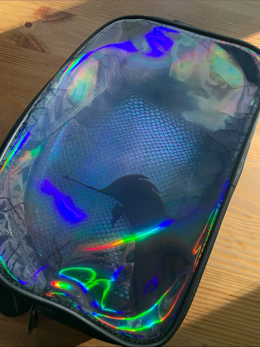 NWT BBW Holographic Iridescent Cosmetic Pouch Maleficent & Sanitizer Holder